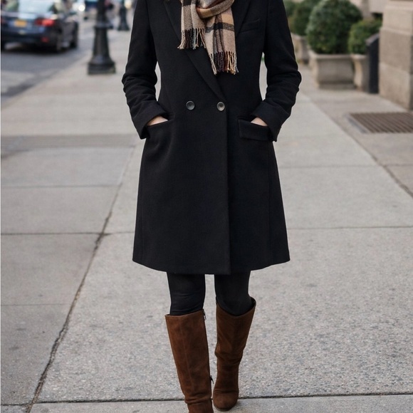 Mango Jackets & Blazers - Mango Casual Black Wool Blend Coat S